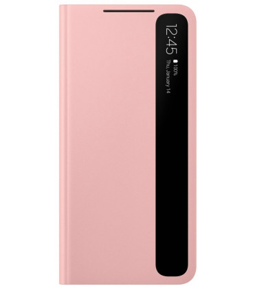Originalus rožinis atverčiamas dėklas "Clear View Cover" Samsung Galaxy S21 telefonui "EF-ZG991CPE"