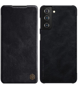 Odinis juodas atverčiamas dėklas Samsung Galaxy S21 Plus telefonui "Nillkin Qin"