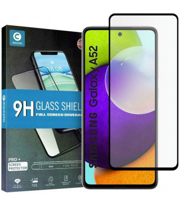 Juodas apsauginis grūdintas stiklas Samsung Galaxy A52 telefonui "Mocolo TG Full Glue"