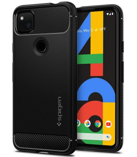 Matinis juodas dėklas Google Pixel 4A telefonui "Spigen Rugged Armor"