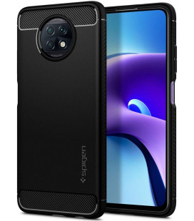 Matinis juodas dėklas Xiaomi Redmi Note 9T 5G telefonui "Spigen Rugged Armor"