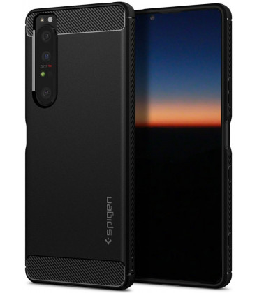 Juodas dėklas Sony Xperia 1 III telefonui "Spigen Rugged Armor"
