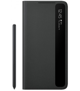Originalus juodas atverčiamas dėklas "Clear View Cover" + S Pen Samsung Galaxy S21 Ultra telefonui "EF-ZG99PCB"
