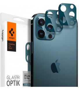 Mėlynas apsauginis grūdintas stiklas Apple iPhone 12 Pro telefono kamerai apsaugoti "Spigen Optik.TR Camera Lens"