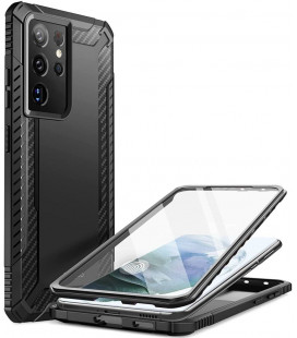 Juodas dėklas Samsung Galaxy S21 Ultra telefonui "Supcase Clayco Xenon"