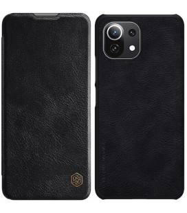 Odinis juodas atverčiamas dėklas Xiaomi Mi 11 Lite telefonui "Nillkin Qin"