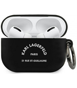 Juodas dėklas Apple Airpods Pro ausinėms "KLACAPSILRSGBK Karl Lagerfeld Rue St Guillaume Silicone Case"