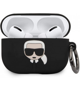 Juodas dėklas Apple Airpods Pro ausinėms "KLACAPSILGLBK Karl Lagerfeld Karl Head Silicone Case"