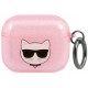 Rožinis dėklas Apple Airpods 3 ausinėms "KLA3UCHGP Karl Lagerfeld TPU Glitter Choupette Head Case"