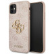 Rožinis dėklas Apple iPhone 11 telefonui "GUHCN614GMGPI Guess PU 4G Metal Logo Case"