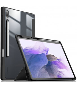 Juodas atverčiamas dėklas Samsung Galaxy Tab S7 FE 5G 12.4 T730 / T736B planšetei "Infiland Crystal Case"