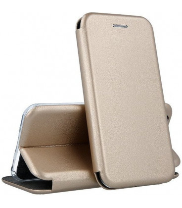 Auksinės spalvos atverčiamas dėklas Samsung Galaxy A72 telefonui "Book Elegance"