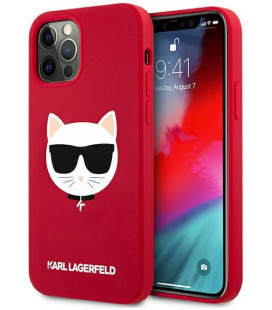 Raudonas dėklas Apple iPhone 12 Pro Max telefonui "KLHCP12LSLCHRE Karl Lagerfeld Choupette Head Silicone Case"