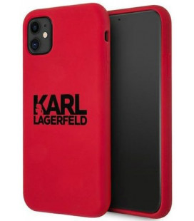 Raudonas dėklas Apple iPhone 11 telefonui "KLHCN61SLKLRE Karl Lagerfeld Stack Black Logo Silicone Case"