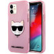 Rožinis dėklas Apple iPhone 12 Mini telefonui "KLHCP12SCHTUGLP Karl Lagerfeld Choupette Head Glitter Case"