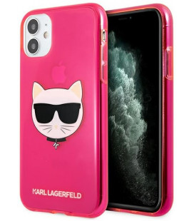 Rožinis dėklas Apple iPhone 11 telefonui "KLHCN61CHTRP Karl Lagerfeld TPU Choupette Head Case"