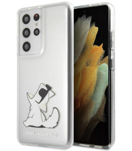 Skaidrus dėklas Samsung Galaxy S21 Ultra telefonui "KLHCS21LCFNRC Karl Lagerfeld PC/TPU Choupette Eats Cover"