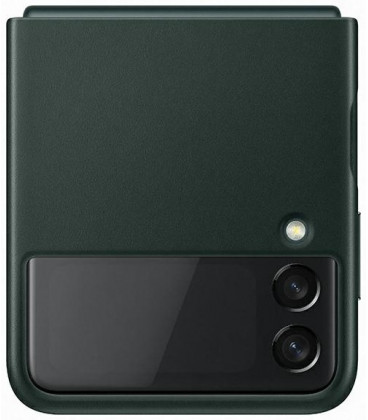 Originalus žalias dėklas "Leather Cover" Samsung Galaxy Z Flip 3 telefonui "EF-VF711LGE"