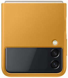 Originalus oranžinis dėklas "Leather Cover" Samsung Galaxy Z Flip 3 telefonui "EF-VF711LYE"