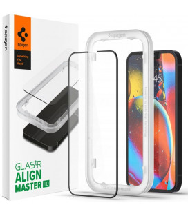 Juodas apsauginis grūdintas stiklas Apple iPhone 13 Mini telefonui "Spigen AlignMaster Glas tR"
