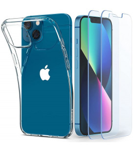 Skaidrus dėklas + Grūdinti stikliukai Apple iPhone 13 Mini telefonui "Spigen Crystal Pack"