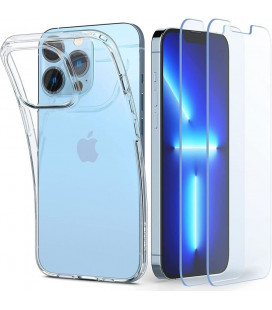 Skaidrus dėklas + Grūdinti stikliukai Apple iPhone 13 Pro telefonui "Spigen Crystal Pack"