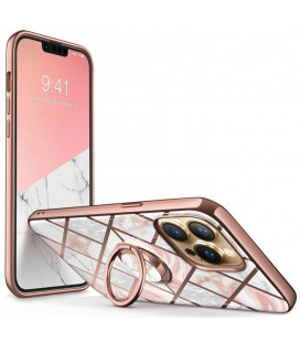Rožinis dėklas su marmuro efektu Apple iPhone 13 Pro telefonui "Supcase IBLSN Cosmo Snap"