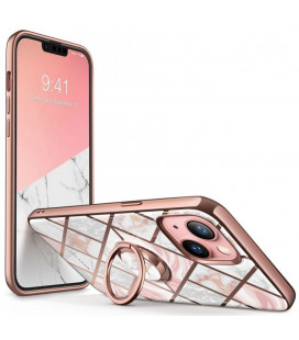 Rožinis dėklas su marmuro efektu Apple iPhone 13 telefonui "Supcase IBLSN Cosmo Snap"