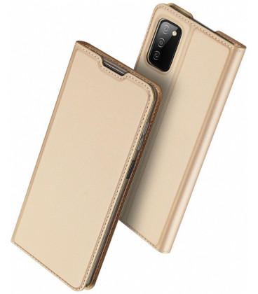 Auksinės spalvos atverčiamas dėklas Samsung Galaxy A03s telefonui "Dux Ducis Skin Pro"