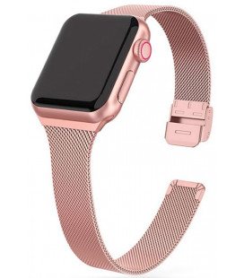 Rausvai auksinės spalvos apyrankė Apple Watch 4 / 5 / 6 / 7 / 8 / SE (38 / 40 / 41 mm) laikrodžiui "Tech-Protect Thin Milanese"