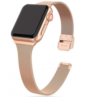 Auksinės spalvos apyrankė Apple Watch 4 / 5 / 6 / 7 / 8 / SE (38 / 40 / 41 mm) laikrodžiui "Tech-Protect Thin Milanese"