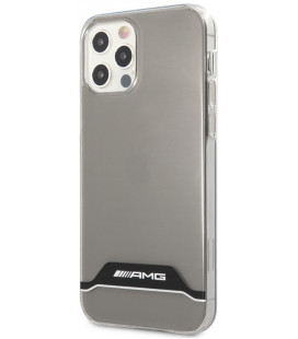 Skaidrus/juodas dėklas Apple iPhone 12 / 12 Pro telefonui "AMHCP12MTCBW AMG PC/TPU Horizontal Stripes Case"