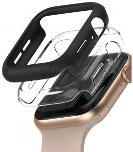 Juodas ir skaidrus dėklai Apple Watch 4 / 5 / 6 / SE (40mm) laikrodžiui "Ringke Slim 2-Pack"
