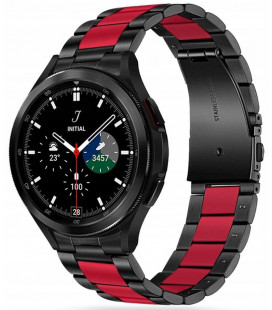 Juoda/raudona apyrankė Samsung Galaxy Watch 4 / 5 / 5 Pro (40 / 42 / 44 / 45 / 46 mm) laikrodžiui "Tech-Protect Stainless"
