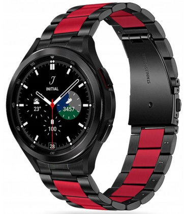 Juoda / raudona apyrankė Samsung Galaxy Watch 4 / 5 / 5 Pro / 6 laikrodžiui "Tech-Protect Stainless"