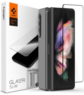 Juodas apsauginis grūdintas stiklas Samsung Galaxy Z Fold 3 telefonui "Spigen Glas.TR Slim & Hinge"