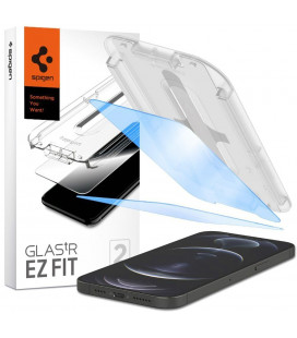 Apsauginis grūdintas stiklas Apple iPhone 13 Mini telefonui "Spigen Glas.TR EZ Fit Antiblue 2-Pack"