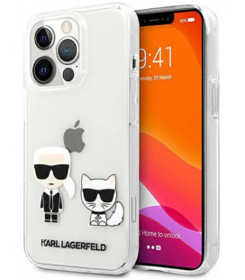 Skaidrus dėklas Apple iPhone 13 Pro telefonui "KLHCP13LCKTR Karl Lagerfeld PC/TPU Ikonik Karl and Choupette Case"