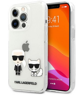 Skaidrus dėklas Apple iPhone 13 Pro Max telefonui "KLHCP13XCKTR Karl Lagerfeld PC/TPU Ikonik Karl and Choupette Case"