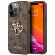 Rudas dėklas Apple iPhone 13 Pro telefonui "GUHCP13L4GMGBR Guess PU 4G Metal Logo Case"