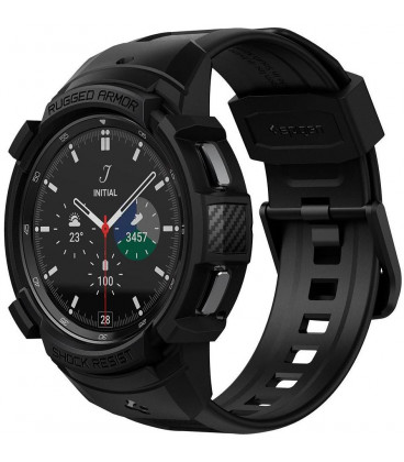 Juodas dėklas Samsung Galaxy Watch 4 Classic 46mm laikrodžiui "Spigen Rugged Armor PRO"