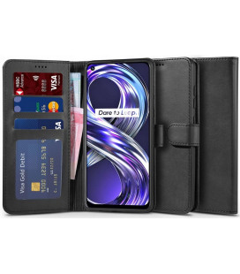 Juodas atverčiamas dėklas Realme 8i telefonui "Tech-protect Wallet 2"