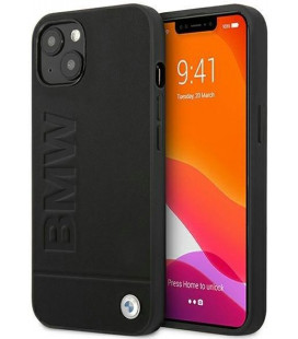 Juodas dėklas Apple iPhone 13 Mini telefonui "BMHCP13SSLLBK BMW Leather Hot Stamp Case"