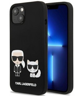 Juodas dėklas Apple iPhone 13 telefonui "KLHCP13MSSKCK Karl Lagerfeld and Choupette Liquid Silicone Case"