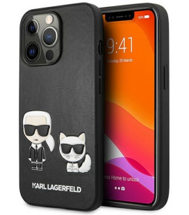 Juodas dėklas Apple iPhone 13 Pro telefonui "KLHCP13LPCUSKCBK Karl Lagerfeld and Choupette PU Leather Case"