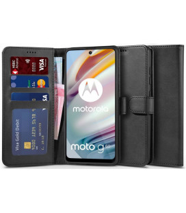 Juodas atverčiamas dėklas Motorola Moto G60 telefonui "Tech-protect Wallet"