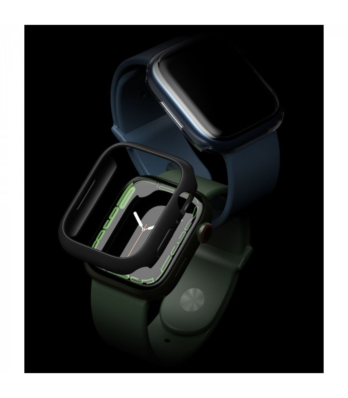 Juodas ir skaidrus dėklai Apple Watch 7 45mm laikrodžiui \