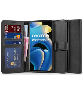 Juodas atverčiamas dėklas Realme GT Neo 2 / GT 2 5G / Neo 3T telefonui "Tech-protect Wallet"