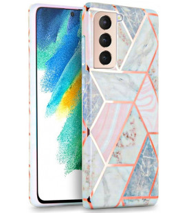 Rožinis dėklas su marmuro efektu Samsung Galaxy S21 FE telefonui "Tech-Protect Marble"