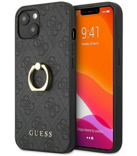 Pilkas dėklas Apple iPhone 13 Mini telefonui "GUHCP13S4GMRGR Guess PU 4G Ring Case"